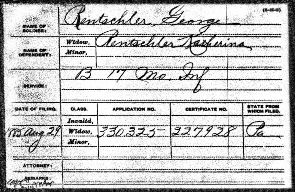 Rentschler, George - 1885 Civil War Pension Index